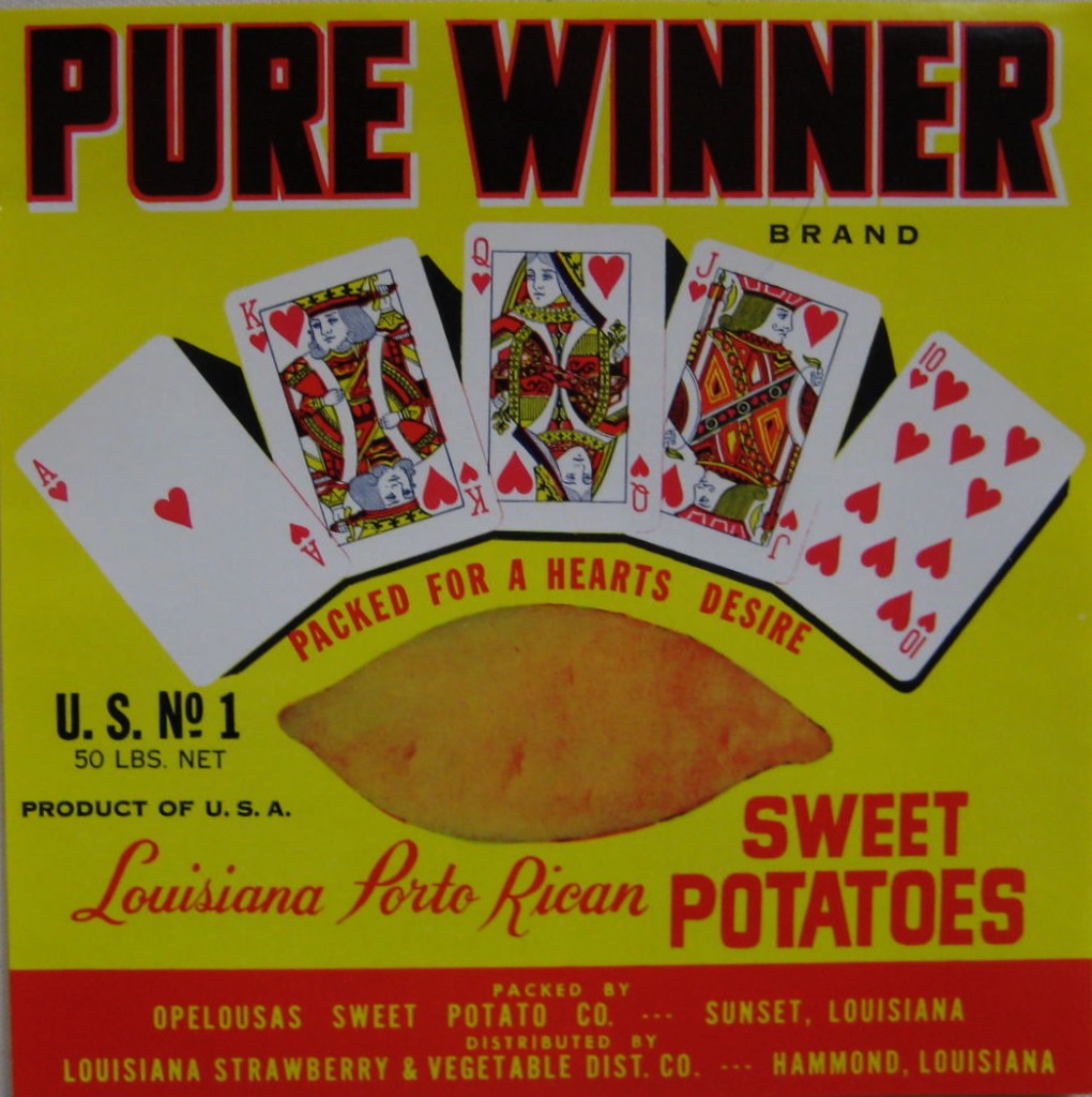 Playing cards with a sweet potato