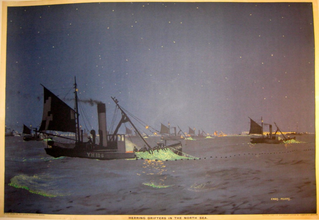 Ships at night on the North Sea with a starry sky