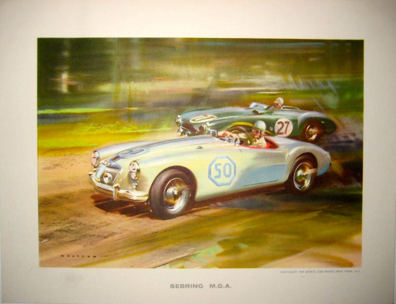 Sebring M.G.A. Sports Car Print with two race cars