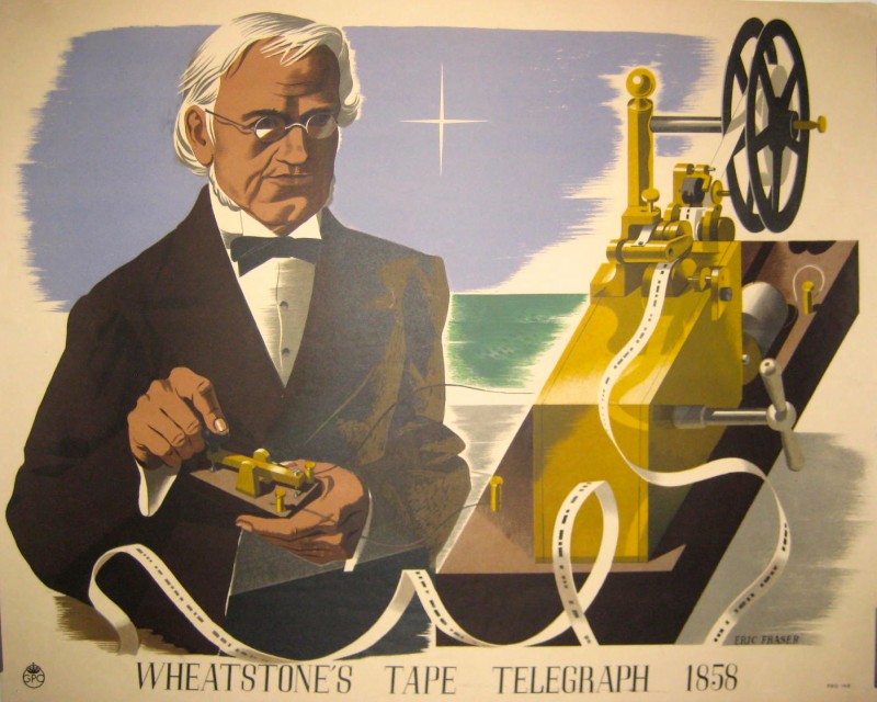 A man with a telegraph machine