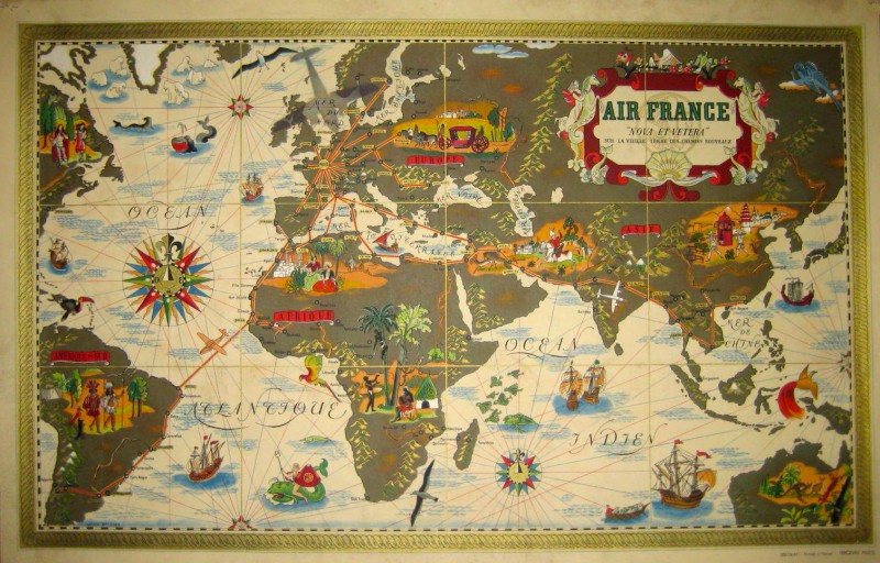 A pictorial Air France Route World Map