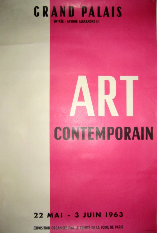 The words Grand Palais/ Art Contemporain on pink and white background