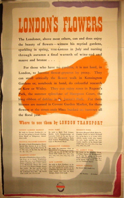 An orange blob with text about London's flowers