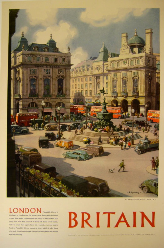 London fountain with cars