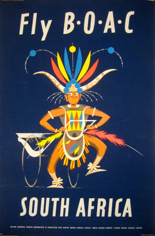 cartoon of a South African traditional dancer with headdress and feathers