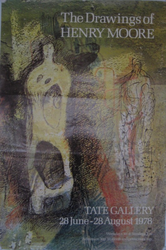 Drawings of henry Moore 1978 Tate exhibition poster with abstract figures