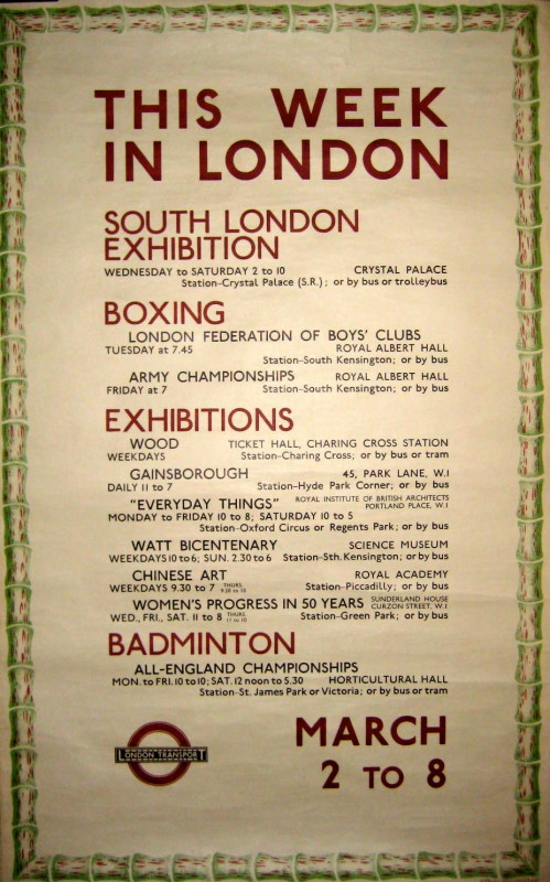 Boxing, Exhibitions, Badminton vintage poster schedule