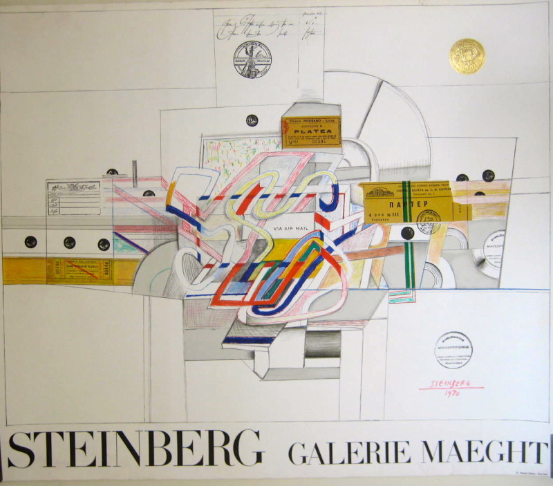 Abstract technical drawing with colorful tubes