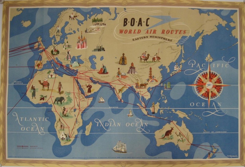 BOAC pictorial World Routes Map