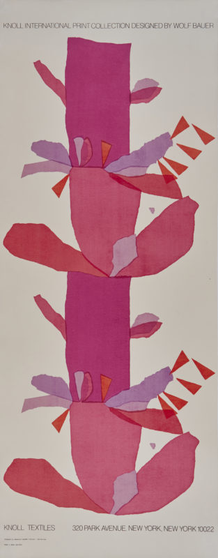 Knoll International Print Collection Wolf Bauer poster with an abstract column of pink paper fragments