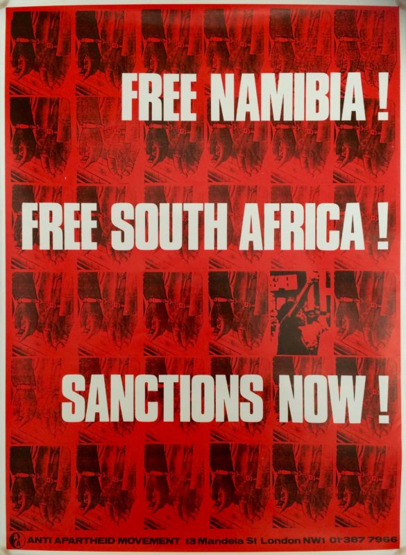 Protest poster with hands and red background