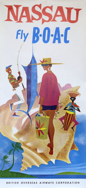 woman on the beach with sunglasses, man fishing, and a drummer