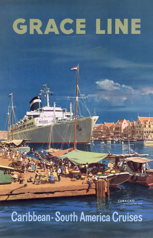 Cruise ship in port in Curacao