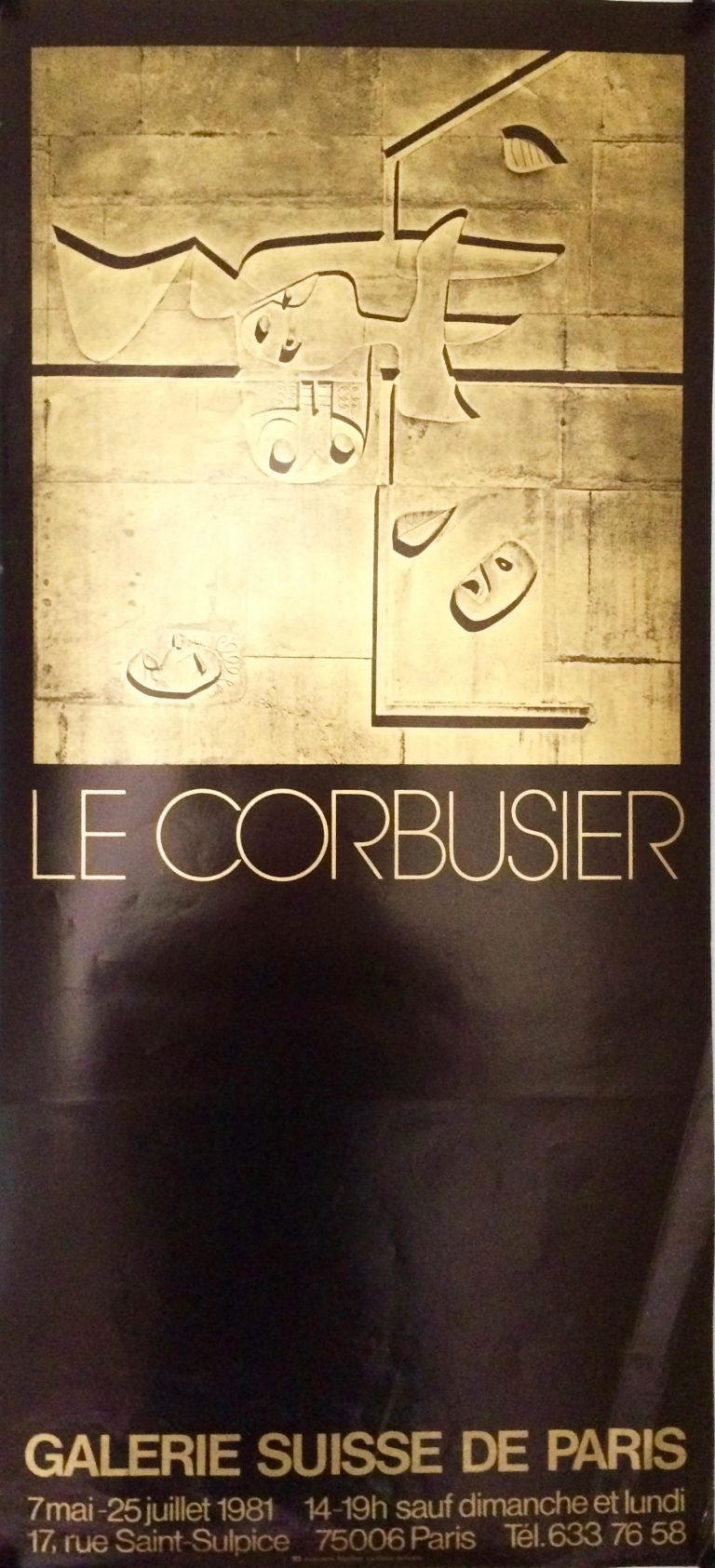 corbusier abstract relief design in gold square