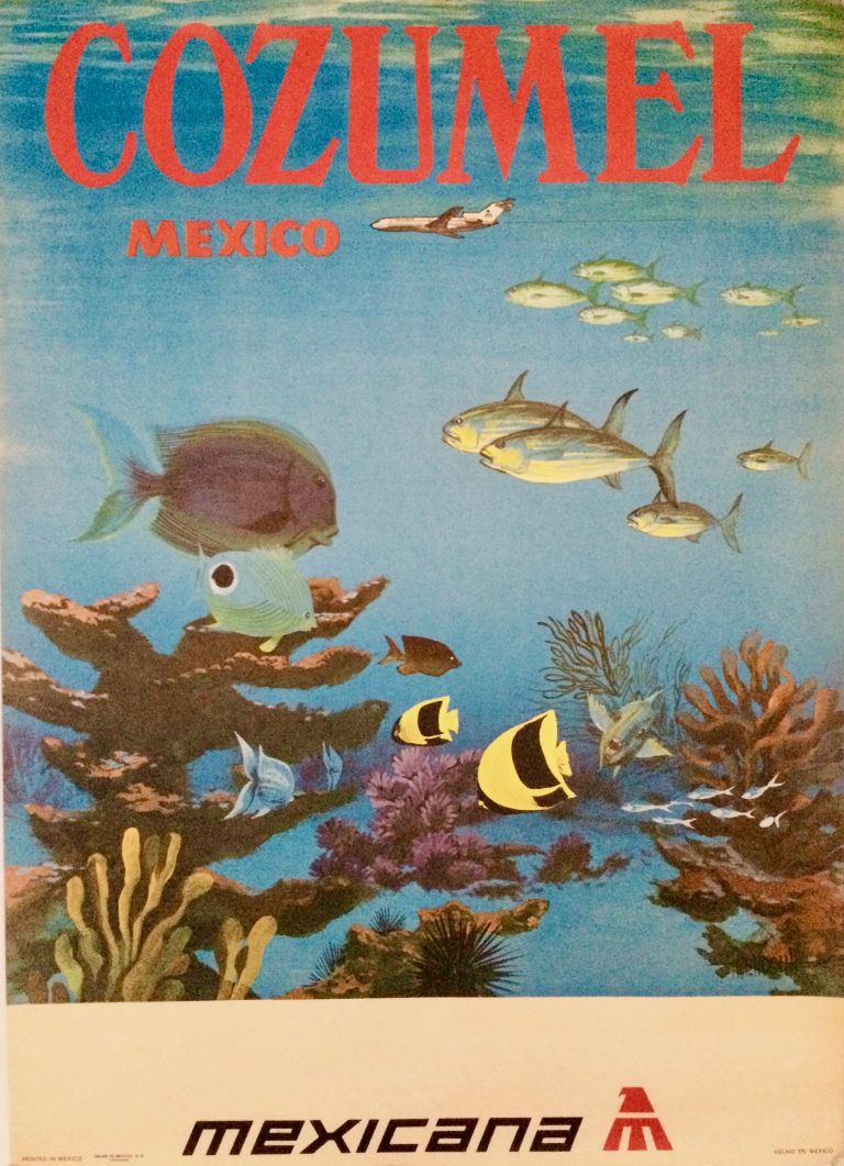 Vintage poster for Cozumel with underwater fish