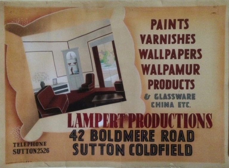 vintage poster for paint showing a modern room with text