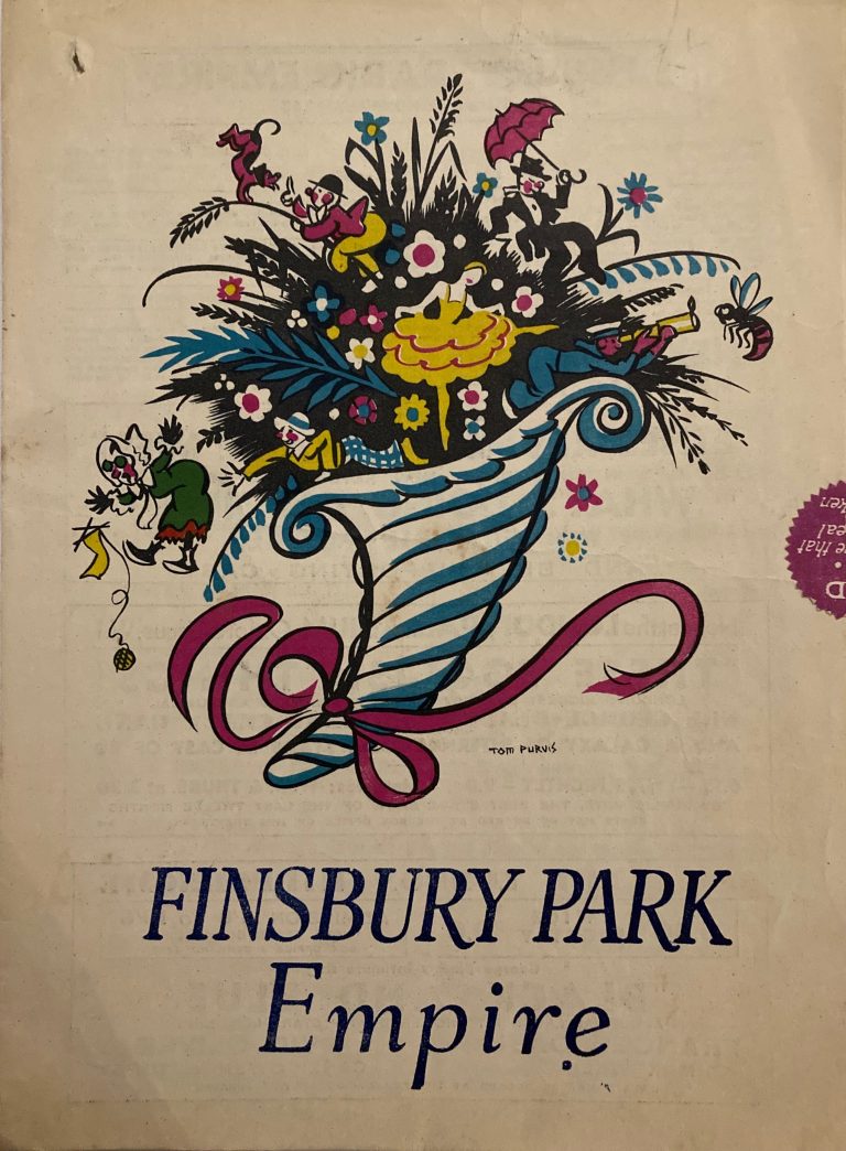 Finsbury Park Empire theatre brochure; characters from the theatre in a bunch of flowers