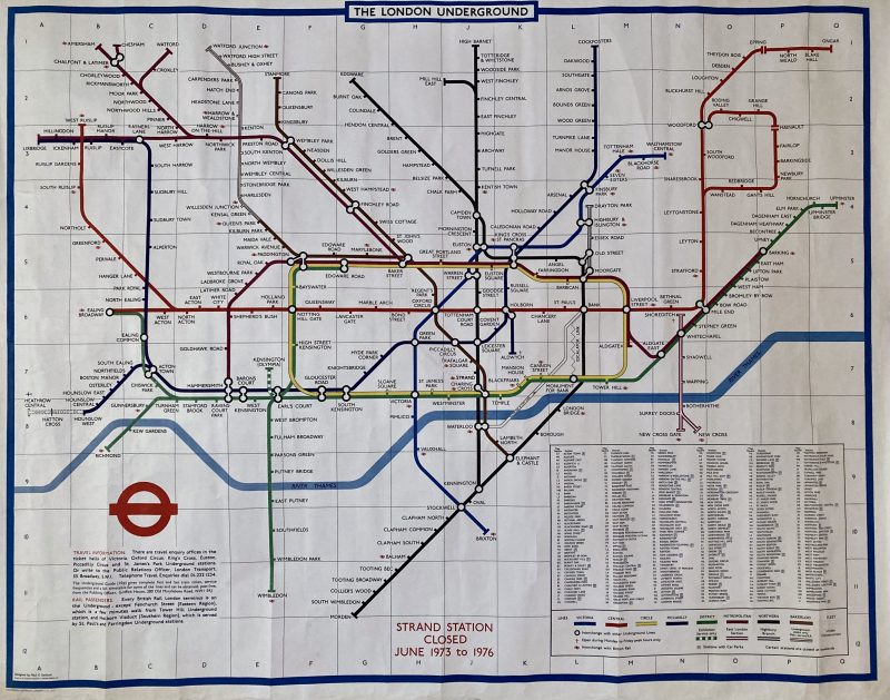 The London Underground poster Map showing London Undergorund lines in 1973