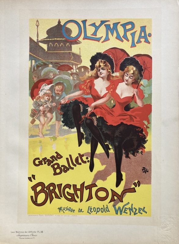 Olympia poster; Two women doiung can-can, red dresses