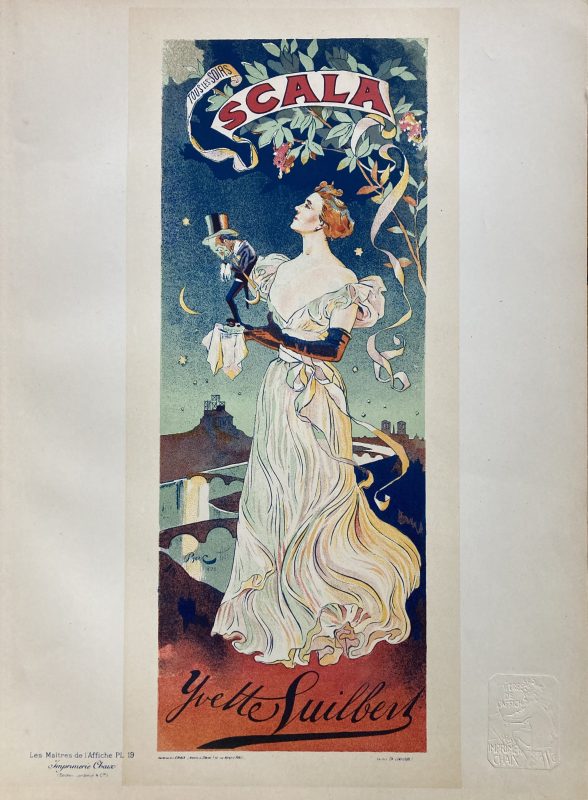 Scala Maître de l'Affiche poster; Yvette Guilbert performs at Scala