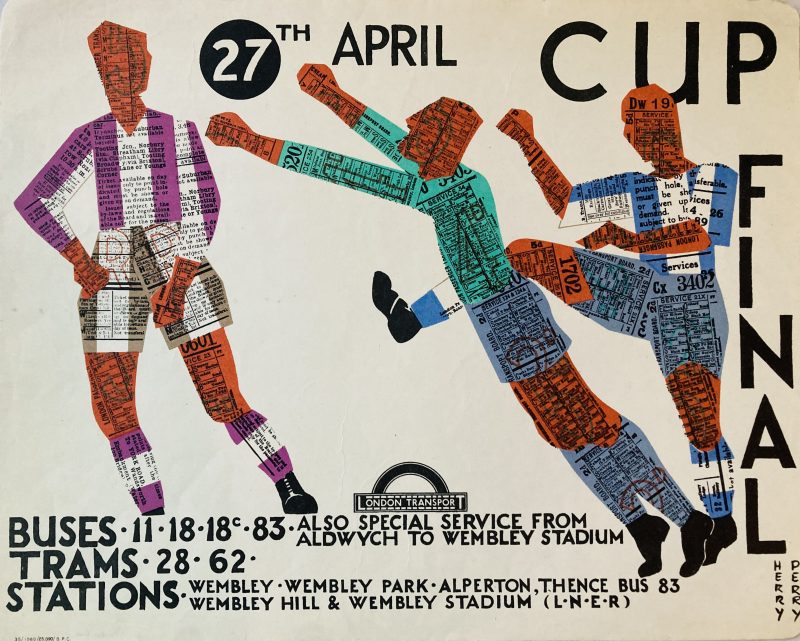 Cup Final poster; Footballers made out of tickets play football