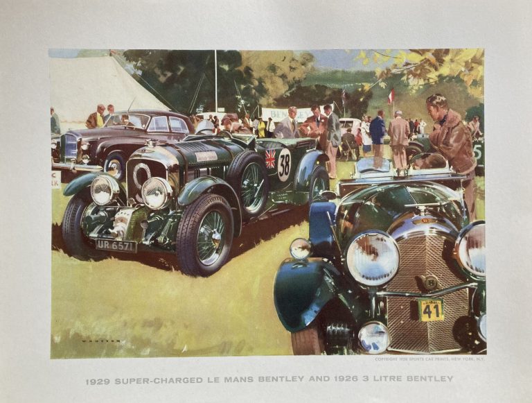 Sports Car Print Bentleys; Two Bentley green sports cars