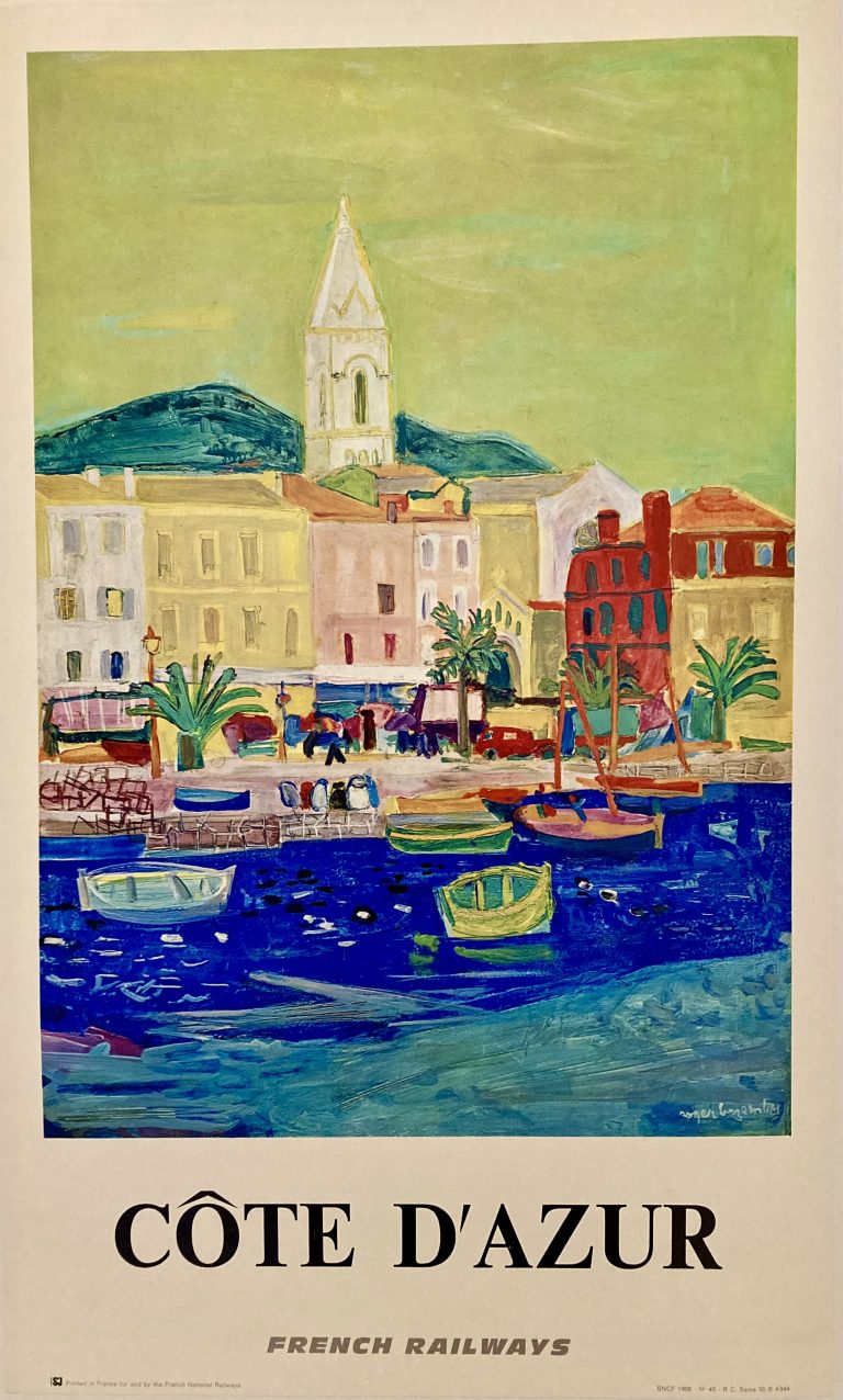 Côte d'Azur poster; Colourful view of St. Tropez harbour