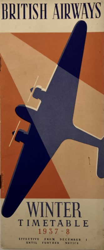 British Airways Winter Timetable 1937-38